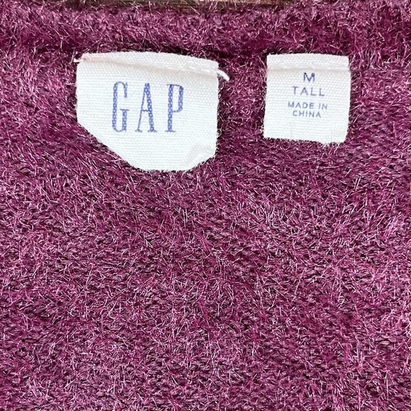 Gap Womens Faux Wrap Eyelash Sweater Medium Tall Vamp Red Dark Romantic Holiday - Picture 4 of 10